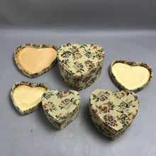 Load image into Gallery viewer, Vintage Floral Heart Nesting Boxes Padded Fabric Trinket Storage Set of 3 (10x7)
