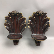 Load image into Gallery viewer, Set of 2 Vintage Brown Gold Accented Plaster Wall Sconce (12x8)

