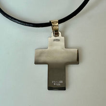 Load image into Gallery viewer, 14K Gold Stainless Steel Milor Cross Pendant on Black Cord Necklace
