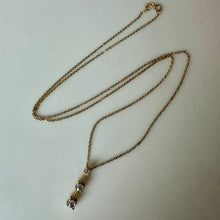 Load image into Gallery viewer, 14K Gold Diamond 3-Stone Drop Pendant on 20" Chain Necklace (1.9g)
