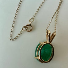 Load image into Gallery viewer, 14K Gold Emerald Pendant on 19" Chain Necklace As-Is (1.6g)
