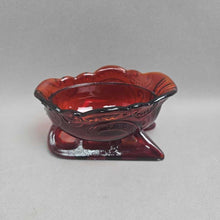 Load image into Gallery viewer, Vintage Ruby Red/Amberlina Glass Santa Sleigh Candy Dish (~3x5x3.5)

