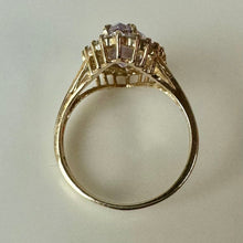 Load image into Gallery viewer, 10K Gold Lavender Cubic Zirconia Halo Ring sz 7 (3.9g)

