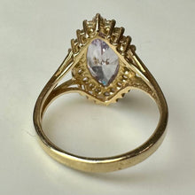Load image into Gallery viewer, 10K Gold Lavender Cubic Zirconia Halo Ring sz 7 (3.9g)

