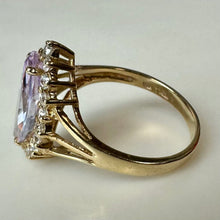 Load image into Gallery viewer, 10K Gold Lavender Cubic Zirconia Halo Ring sz 7 (3.9g)

