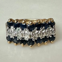 Load image into Gallery viewer, 10K Gold Sapphire Diamond Ring sz 6 (2.1g)
