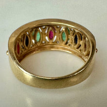 Load image into Gallery viewer, 14K Gold Ruby Sapphire Green Tourmaline Diamond Ring sz 6 (4.6g)
