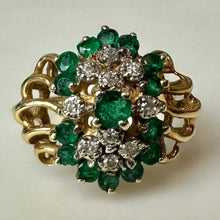 Load image into Gallery viewer, 14K Plumb Gold Green Tourmaline Diamond Vintage Ring sz 5.5 (4.1g)5.5
