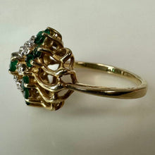 Load image into Gallery viewer, 14K Plumb Gold Green Tourmaline Diamond Vintage Ring sz 5.5 (4.1g)5.5
