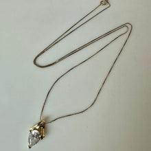 Load image into Gallery viewer, 14K Gold Cubic Zirconia Pendant on 22" Chain Necklace (2.8g)
