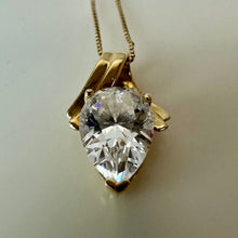 Load image into Gallery viewer, 14K Gold Cubic Zirconia Pendant on 22" Chain Necklace (2.8g)
