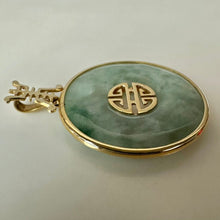 Load image into Gallery viewer, 14K Gold Jade Donut 1.25" Pendant (4.9g)
