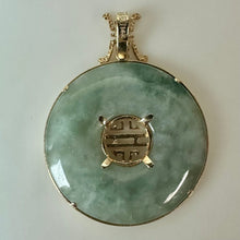 Load image into Gallery viewer, 14K Gold Jade Donut 1.25" Pendant (4.9g)
