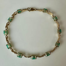 Load image into Gallery viewer, 10K Bicolor Gold Emerald XO 7" Tennis Bracelet (5.1g)
