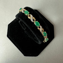 Load image into Gallery viewer, 10K Bicolor Gold Emerald XO 7" Tennis Bracelet (5.1g)
