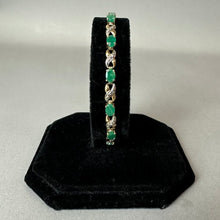 Load image into Gallery viewer, 10K Bicolor Gold Emerald XO 7" Tennis Bracelet (5.1g)
