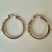 Load image into Gallery viewer, 10K Gold Emerald Diamond 1" Hoop Earrings (3.7g)
