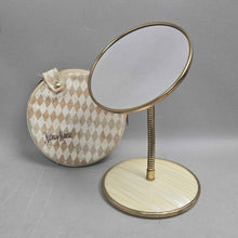 Load image into Gallery viewer, Vintage Neiman Marcus Gooseneck Travel Mirror w/ Pouch (~9")
