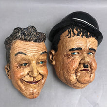 Load image into Gallery viewer, Vintage Pair Set of Laurel &amp; Hardy Plaster Cast Wall Sculptures (8")
