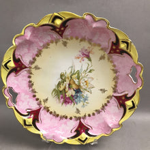 Load image into Gallery viewer, Antique Porcelain Pink, Yellow, &amp; Red Two-Handled Cake/Sandwich Plate (11")
