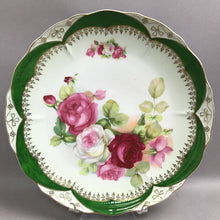 Load image into Gallery viewer, Antique Green/Gold/Pink Floral Rose Serving Plate (12")

