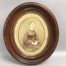 Load image into Gallery viewer, Antique Oval Walnut Frame w/ Portrait of Victorian Woman (14x12)
