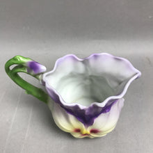 Load image into Gallery viewer, Royal Bayreuth Porcelain Purple Pansy Cream Pitcher (4x4.5x2.5)
