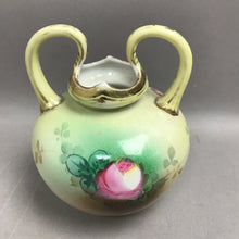 Load image into Gallery viewer, Antique Porcelain Green/Gold/Pink Roses Porcelain Vase (6.5")
