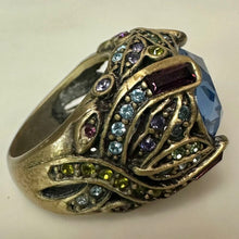 Load image into Gallery viewer, Heidi Daus Bronze London Blue &amp; Multicolor Crystal Cocktail Ring sz 6
