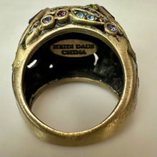 Load image into Gallery viewer, Heidi Daus Bronze London Blue &amp; Multicolor Crystal Cocktail Ring sz 6
