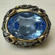 Load image into Gallery viewer, Heidi Daus Bronze London Blue &amp; Multicolor Crystal Cocktail Ring sz 6

