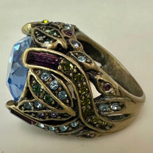 Load image into Gallery viewer, Heidi Daus Bronze London Blue &amp; Multicolor Crystal Cocktail Ring sz 6
