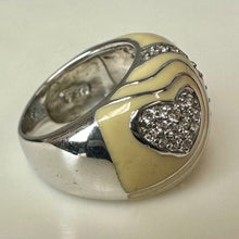 Load image into Gallery viewer, Victoria Wieck Vintage Absolute Sterling Enamel CZ Domed Ring sz 6
