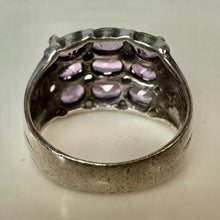 Load image into Gallery viewer, Vintage Sterling Amethyst Cluster Ring sz 8
