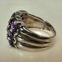 Load image into Gallery viewer, Vintage Sterling Amethyst Cluster Ring sz 8
