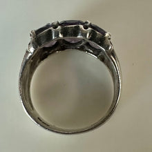 Load image into Gallery viewer, Vintage Sterling Amethyst Cluster Ring sz 8

