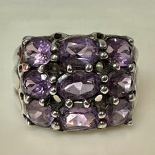 Load image into Gallery viewer, Vintage Sterling Amethyst Cluster Ring sz 8
