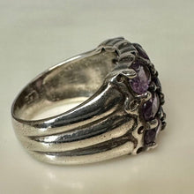 Load image into Gallery viewer, Vintage Sterling Amethyst Cluster Ring sz 8
