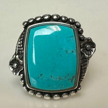 Load image into Gallery viewer, Vintage Waldeck Johnson Navajo Sterling Turquoise Flower Setting Ring sz 6
