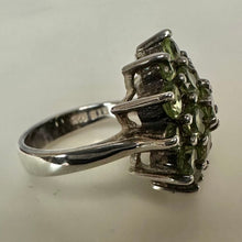 Load image into Gallery viewer, Vintage Sterling Peridot Cluster Cocktail Ring sz 6
