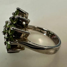 Load image into Gallery viewer, Vintage Sterling Peridot Cluster Cocktail Ring sz 6
