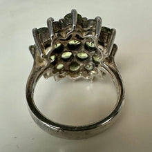 Load image into Gallery viewer, Vintage Sterling Peridot Cluster Cocktail Ring sz 6
