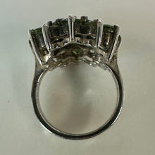 Load image into Gallery viewer, Vintage Sterling Peridot Cluster Cocktail Ring sz 6
