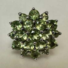 Load image into Gallery viewer, Vintage Sterling Peridot Cluster Cocktail Ring sz 6
