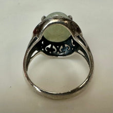 Load image into Gallery viewer, Vintage Sterling Jadeite Scroll Setting Ring sz 6
