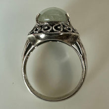 Load image into Gallery viewer, Vintage Sterling Jadeite Scroll Setting Ring sz 6
