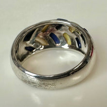 Load image into Gallery viewer, Vintage S&amp;G Sterling Mother of Pearl Lapis Lazuli Woven Inlay Ring sz 8
