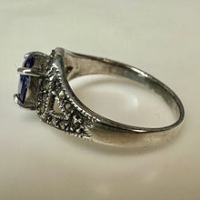 Load image into Gallery viewer, Sterling Marcasite Tanzanite Ring sz 8
