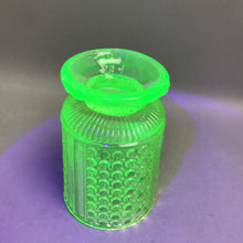 Load image into Gallery viewer, Antique Vaseline Uranium Drinking Glass Short Goblet Yellow Bubble Hobnail (5")
