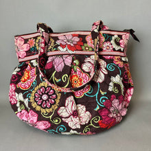 Load image into Gallery viewer, Vera Bradley Brown Multicolor Mod Floral Quilted Shoulder Bag Purse (11x14x5")
